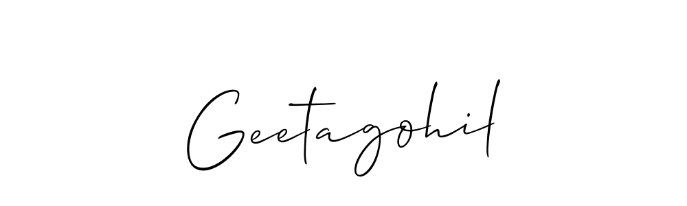How to make Geetagohil signature? Allison_Script is a professional autograph style. Create handwritten signature for Geetagohil name. Geetagohil signature style 2 images and pictures png