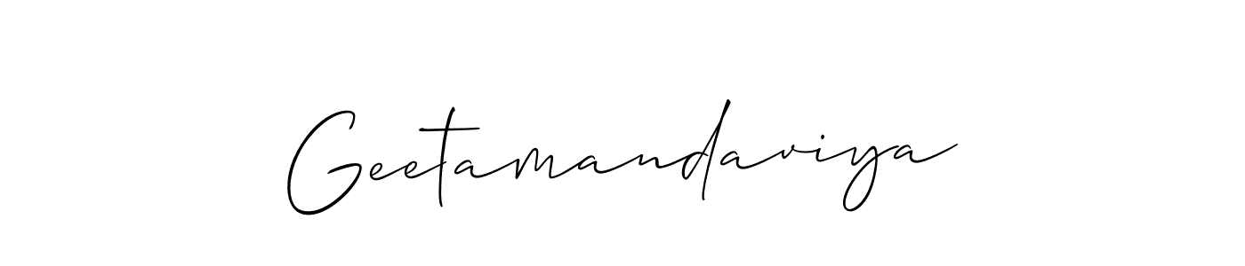 Make a beautiful signature design for name Geetamandaviya. With this signature (Allison_Script) style, you can create a handwritten signature for free. Geetamandaviya signature style 2 images and pictures png