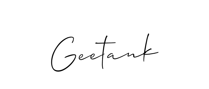 The best way (Allison_Script) to make a short signature is to pick only two or three words in your name. The name Geetank include a total of six letters. For converting this name. Geetank signature style 2 images and pictures png