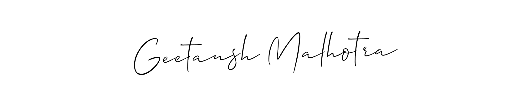 You should practise on your own different ways (Allison_Script) to write your name (Geetansh Malhotra) in signature. don't let someone else do it for you. Geetansh Malhotra signature style 2 images and pictures png