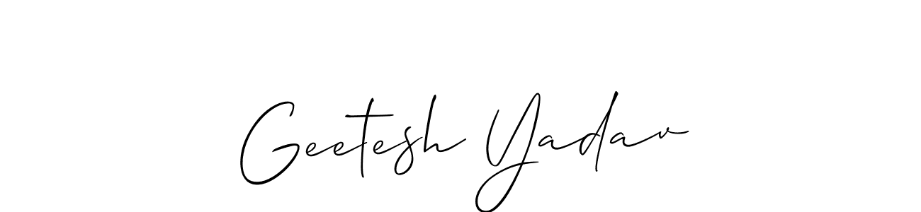 Create a beautiful signature design for name Geetesh Yadav. With this signature (Allison_Script) fonts, you can make a handwritten signature for free. Geetesh Yadav signature style 2 images and pictures png