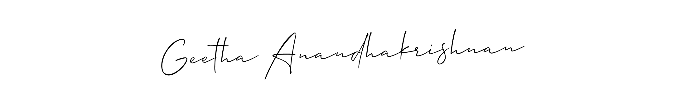 It looks lik you need a new signature style for name Geetha Anandhakrishnan. Design unique handwritten (Allison_Script) signature with our free signature maker in just a few clicks. Geetha Anandhakrishnan signature style 2 images and pictures png