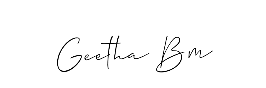 Also we have Geetha Bm name is the best signature style. Create professional handwritten signature collection using Allison_Script autograph style. Geetha Bm signature style 2 images and pictures png