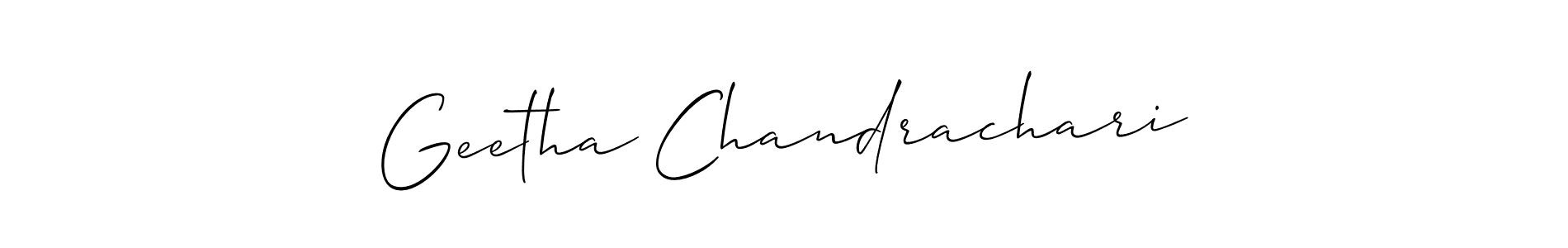 You should practise on your own different ways (Allison_Script) to write your name (Geetha Chandrachari) in signature. don't let someone else do it for you. Geetha Chandrachari signature style 2 images and pictures png