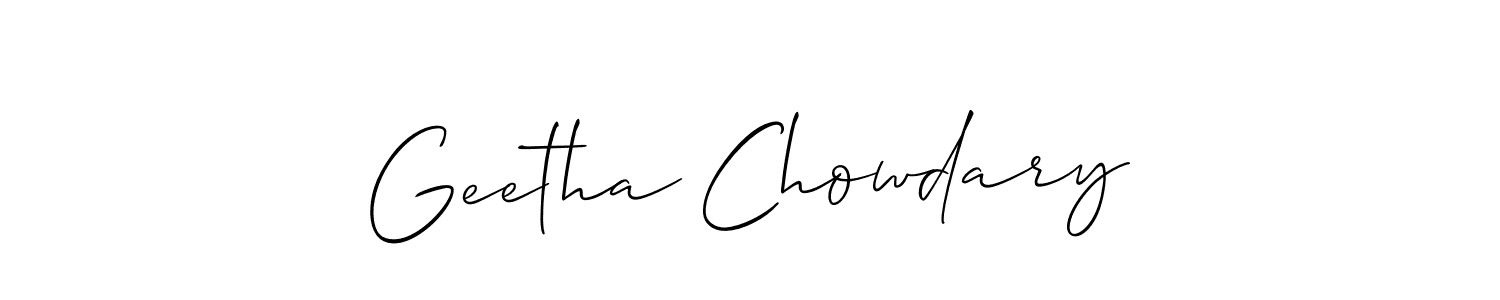 It looks lik you need a new signature style for name Geetha Chowdary. Design unique handwritten (Allison_Script) signature with our free signature maker in just a few clicks. Geetha Chowdary signature style 2 images and pictures png