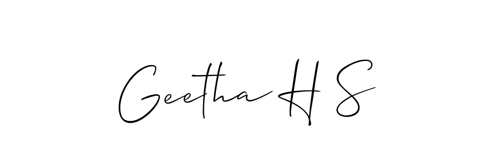 It looks lik you need a new signature style for name Geetha H S. Design unique handwritten (Allison_Script) signature with our free signature maker in just a few clicks. Geetha H S signature style 2 images and pictures png