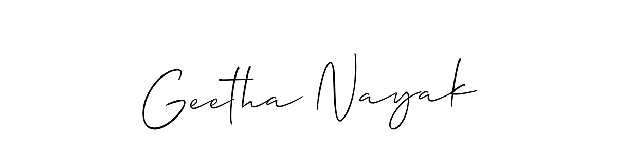 Also we have Geetha Nayak name is the best signature style. Create professional handwritten signature collection using Allison_Script autograph style. Geetha Nayak signature style 2 images and pictures png