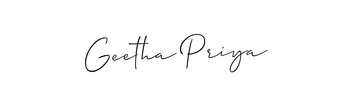 How to make Geetha Priya signature? Allison_Script is a professional autograph style. Create handwritten signature for Geetha Priya name. Geetha Priya signature style 2 images and pictures png
