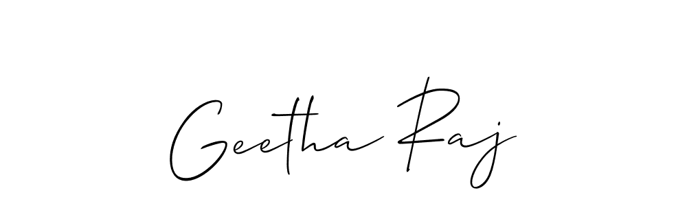 It looks lik you need a new signature style for name Geetha Raj. Design unique handwritten (Allison_Script) signature with our free signature maker in just a few clicks. Geetha Raj signature style 2 images and pictures png