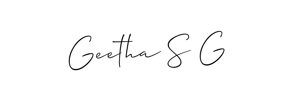 Allison_Script is a professional signature style that is perfect for those who want to add a touch of class to their signature. It is also a great choice for those who want to make their signature more unique. Get Geetha S G name to fancy signature for free. Geetha S G signature style 2 images and pictures png
