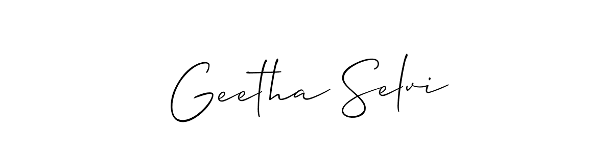 How to make Geetha Selvi signature? Allison_Script is a professional autograph style. Create handwritten signature for Geetha Selvi name. Geetha Selvi signature style 2 images and pictures png