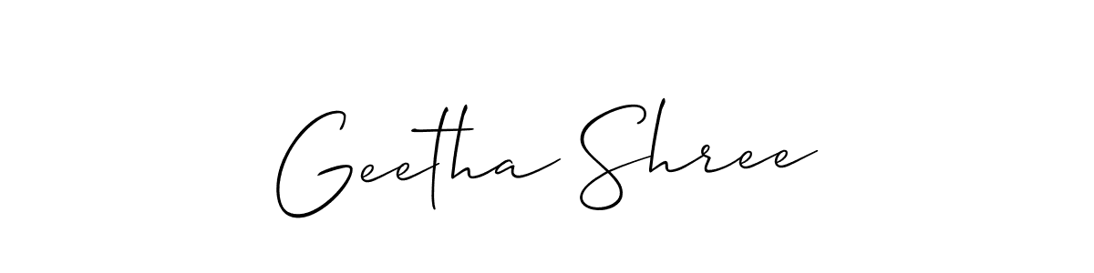 Allison_Script is a professional signature style that is perfect for those who want to add a touch of class to their signature. It is also a great choice for those who want to make their signature more unique. Get Geetha Shree name to fancy signature for free. Geetha Shree signature style 2 images and pictures png