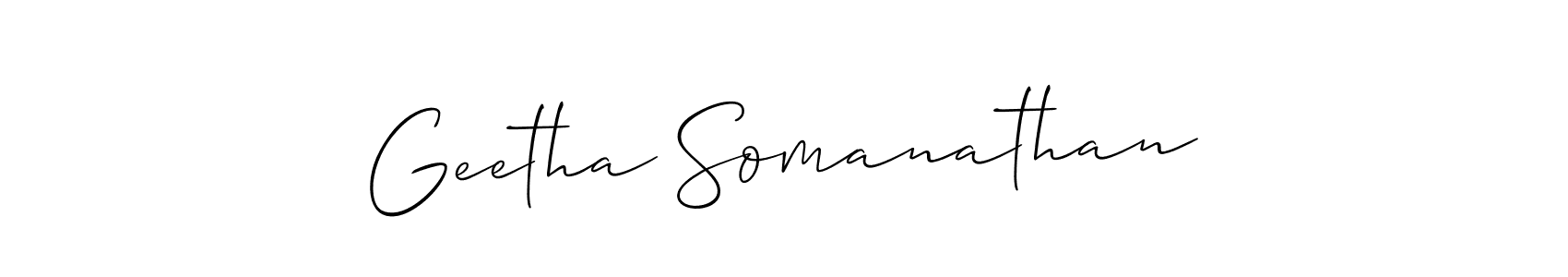 Also we have Geetha Somanathan name is the best signature style. Create professional handwritten signature collection using Allison_Script autograph style. Geetha Somanathan signature style 2 images and pictures png