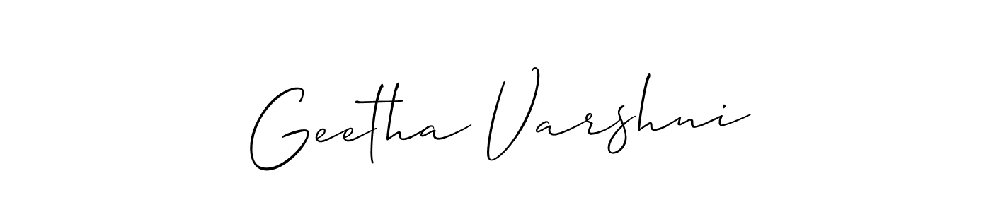 Allison_Script is a professional signature style that is perfect for those who want to add a touch of class to their signature. It is also a great choice for those who want to make their signature more unique. Get Geetha Varshni name to fancy signature for free. Geetha Varshni signature style 2 images and pictures png