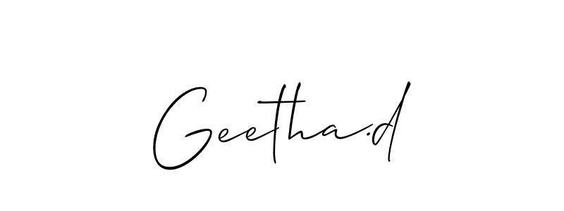 Use a signature maker to create a handwritten signature online. With this signature software, you can design (Allison_Script) your own signature for name Geetha.d. Geetha.d signature style 2 images and pictures png