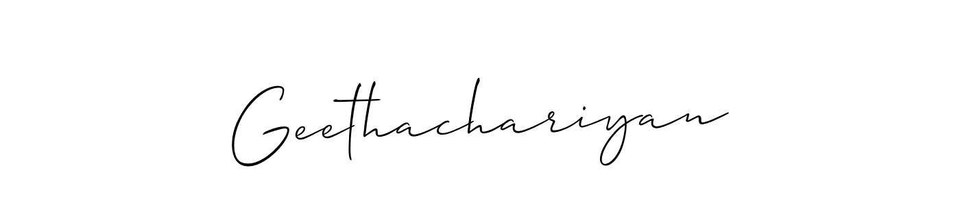 Make a beautiful signature design for name Geethachariyan. With this signature (Allison_Script) style, you can create a handwritten signature for free. Geethachariyan signature style 2 images and pictures png