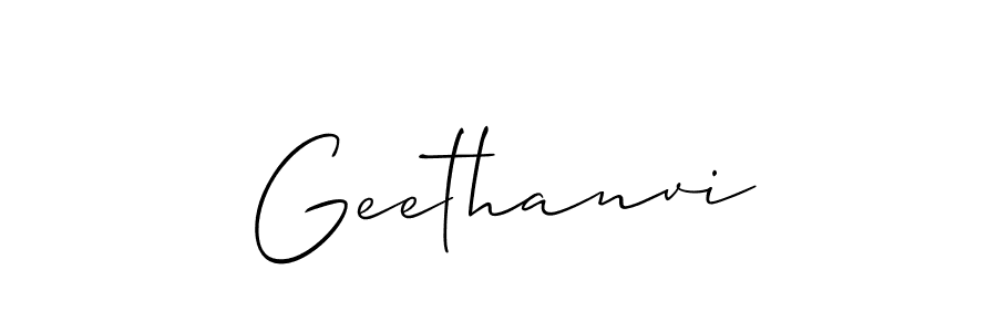 Use a signature maker to create a handwritten signature online. With this signature software, you can design (Allison_Script) your own signature for name Geethanvi. Geethanvi signature style 2 images and pictures png