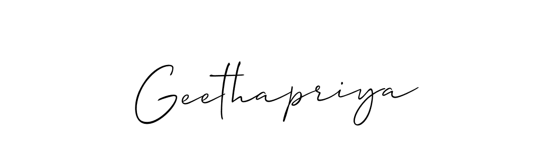 Geethapriya stylish signature style. Best Handwritten Sign (Allison_Script) for my name. Handwritten Signature Collection Ideas for my name Geethapriya. Geethapriya signature style 2 images and pictures png