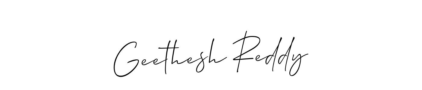 Create a beautiful signature design for name Geethesh Reddy. With this signature (Allison_Script) fonts, you can make a handwritten signature for free. Geethesh Reddy signature style 2 images and pictures png