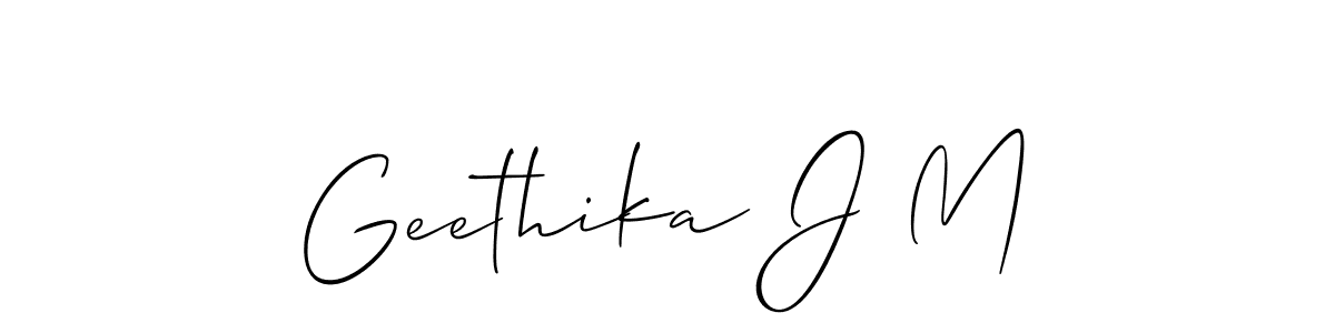 Design your own signature with our free online signature maker. With this signature software, you can create a handwritten (Allison_Script) signature for name Geethika J M. Geethika J M signature style 2 images and pictures png