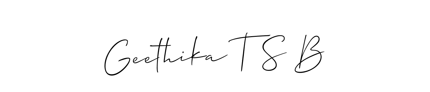 Create a beautiful signature design for name Geethika T S B. With this signature (Allison_Script) fonts, you can make a handwritten signature for free. Geethika T S B signature style 2 images and pictures png