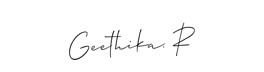 Allison_Script is a professional signature style that is perfect for those who want to add a touch of class to their signature. It is also a great choice for those who want to make their signature more unique. Get Geethika. R name to fancy signature for free. Geethika. R signature style 2 images and pictures png