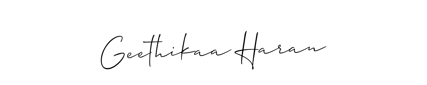 How to make Geethikaa Haran signature? Allison_Script is a professional autograph style. Create handwritten signature for Geethikaa Haran name. Geethikaa Haran signature style 2 images and pictures png