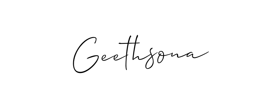 Also we have Geethsona name is the best signature style. Create professional handwritten signature collection using Allison_Script autograph style. Geethsona signature style 2 images and pictures png