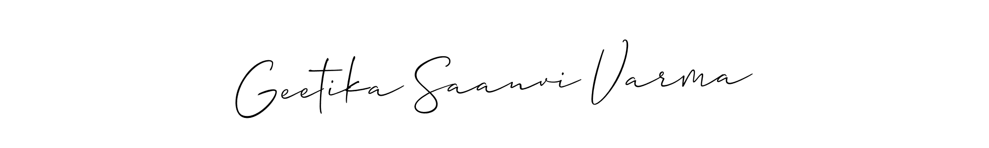 How to make Geetika Saanvi Varma name signature. Use Allison_Script style for creating short signs online. This is the latest handwritten sign. Geetika Saanvi Varma signature style 2 images and pictures png