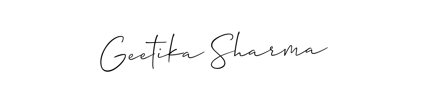 Use a signature maker to create a handwritten signature online. With this signature software, you can design (Allison_Script) your own signature for name Geetika Sharma. Geetika Sharma signature style 2 images and pictures png