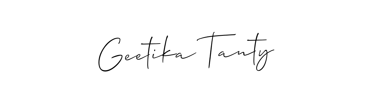 Also You can easily find your signature by using the search form. We will create Geetika Tanty name handwritten signature images for you free of cost using Allison_Script sign style. Geetika Tanty signature style 2 images and pictures png