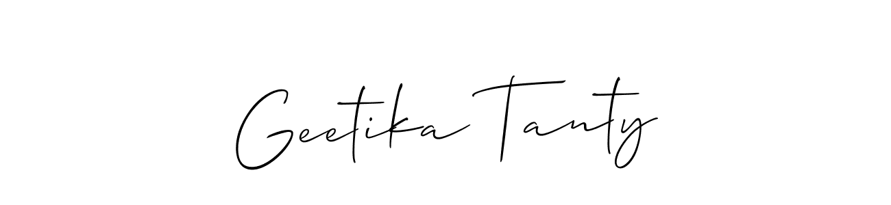 Also You can easily find your signature by using the search form. We will create Geetika Tanty name handwritten signature images for you free of cost using Allison_Script sign style. Geetika Tanty signature style 2 images and pictures png