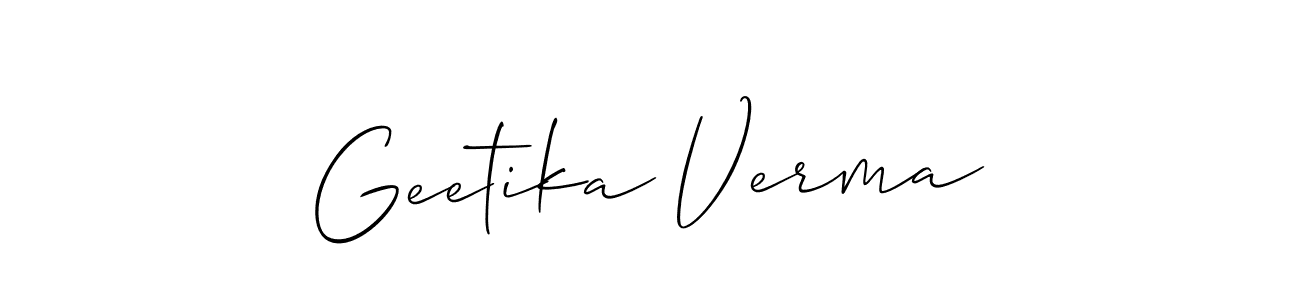 How to make Geetika Verma name signature. Use Allison_Script style for creating short signs online. This is the latest handwritten sign. Geetika Verma signature style 2 images and pictures png