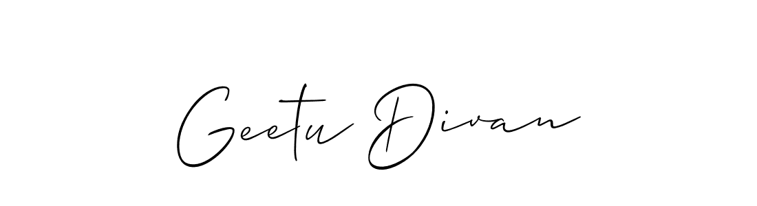 Create a beautiful signature design for name Geetu Divan. With this signature (Allison_Script) fonts, you can make a handwritten signature for free. Geetu Divan signature style 2 images and pictures png