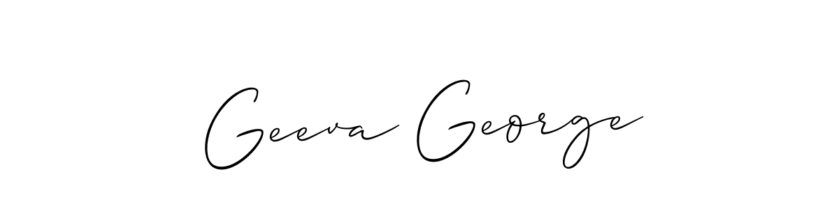 The best way (Allison_Script) to make a short signature is to pick only two or three words in your name. The name Geeva George include a total of six letters. For converting this name. Geeva George signature style 2 images and pictures png