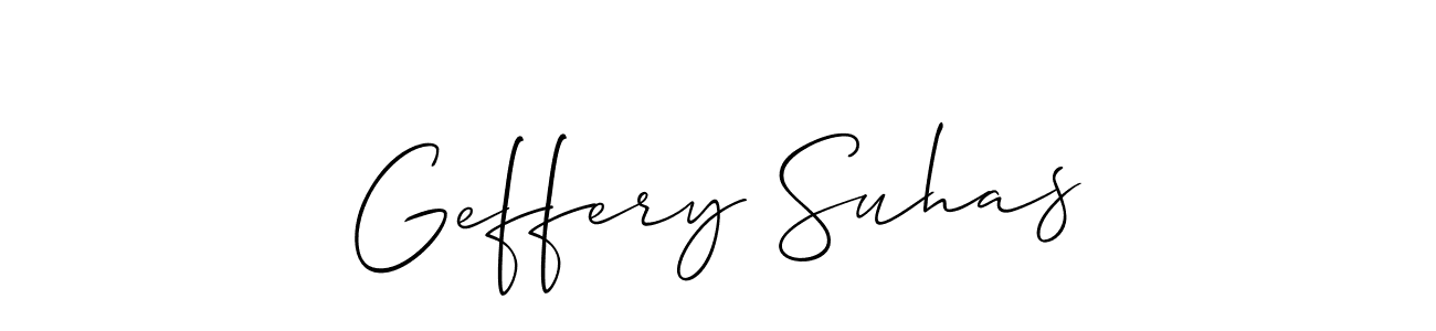Also You can easily find your signature by using the search form. We will create Geffery Suhas name handwritten signature images for you free of cost using Allison_Script sign style. Geffery Suhas signature style 2 images and pictures png