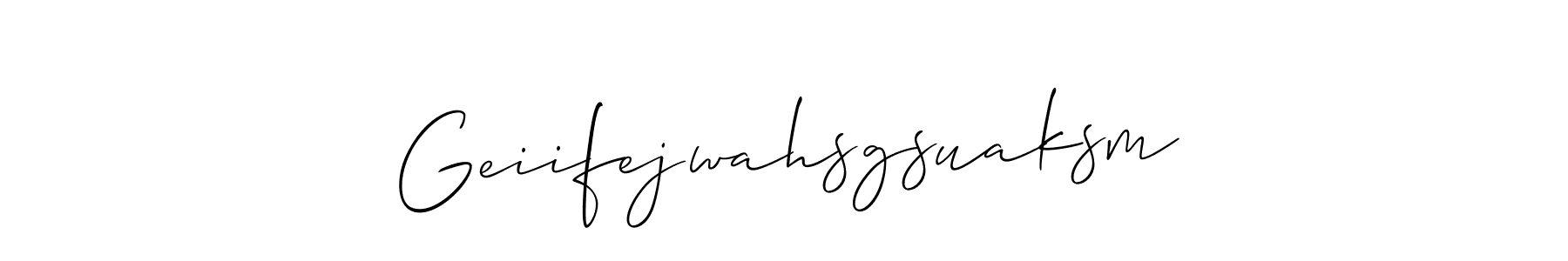 How to make Geiifejwahsgsuaksm signature? Allison_Script is a professional autograph style. Create handwritten signature for Geiifejwahsgsuaksm name. Geiifejwahsgsuaksm signature style 2 images and pictures png