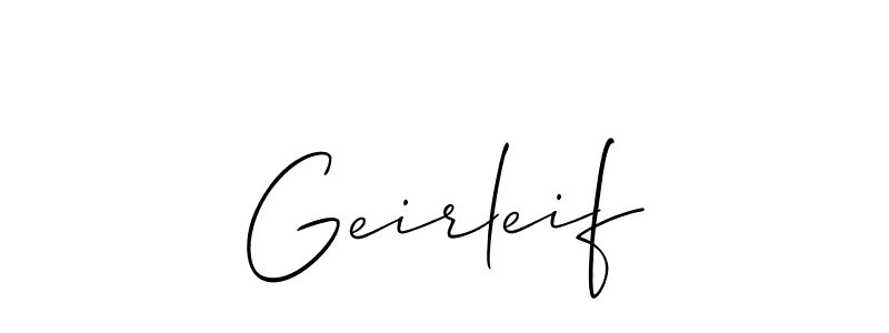 Design your own signature with our free online signature maker. With this signature software, you can create a handwritten (Allison_Script) signature for name Geirleif. Geirleif signature style 2 images and pictures png