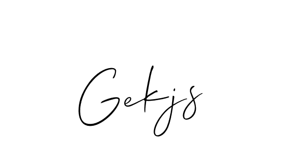 How to make Gekjs ;gka Vkvk Lqeks name signature. Use Allison_Script style for creating short signs online. This is the latest handwritten sign. Gekjs ;gka Vkvk Lqeks signature style 2 images and pictures png