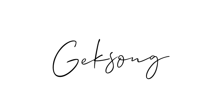 How to Draw Geksong signature style? Allison_Script is a latest design signature styles for name Geksong. Geksong signature style 2 images and pictures png