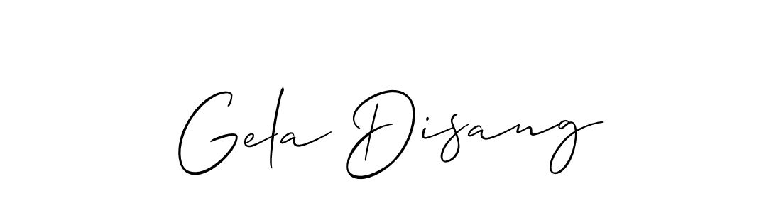Make a beautiful signature design for name Gela Disang. With this signature (Allison_Script) style, you can create a handwritten signature for free. Gela Disang signature style 2 images and pictures png