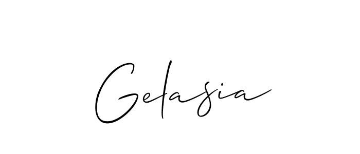 Use a signature maker to create a handwritten signature online. With this signature software, you can design (Allison_Script) your own signature for name Gelasia. Gelasia signature style 2 images and pictures png