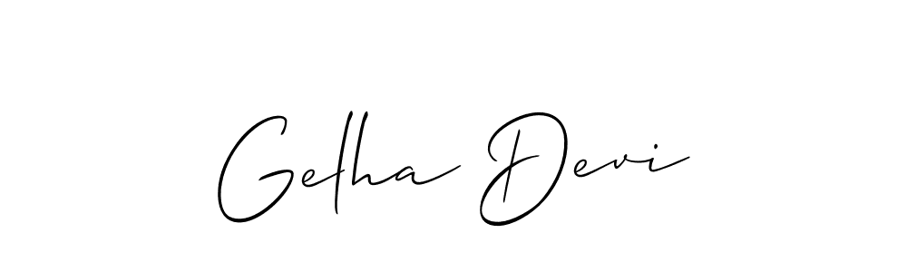 Also You can easily find your signature by using the search form. We will create Gelha Devi name handwritten signature images for you free of cost using Allison_Script sign style. Gelha Devi signature style 2 images and pictures png