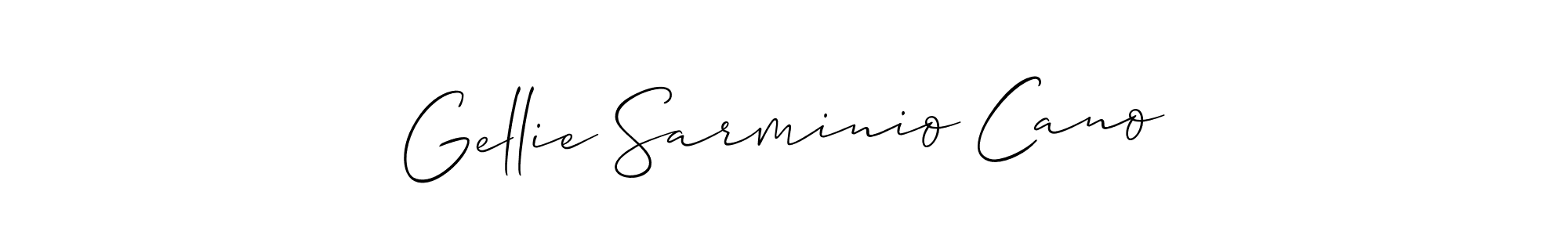 You should practise on your own different ways (Allison_Script) to write your name (Gellie Sarminio Cano) in signature. don't let someone else do it for you. Gellie Sarminio Cano signature style 2 images and pictures png