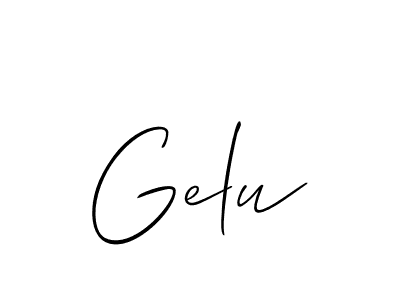 Create a beautiful signature design for name Gelu. With this signature (Allison_Script) fonts, you can make a handwritten signature for free. Gelu signature style 2 images and pictures png