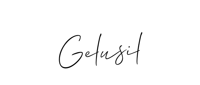 How to Draw Gelusil signature style? Allison_Script is a latest design signature styles for name Gelusil. Gelusil signature style 2 images and pictures png