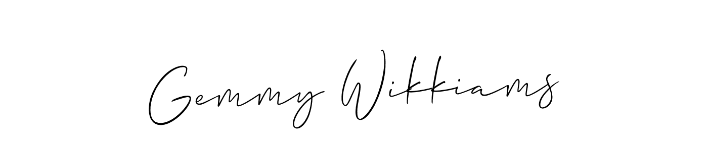This is the best signature style for the Gemmy Wikkiams name. Also you like these signature font (Allison_Script). Mix name signature. Gemmy Wikkiams signature style 2 images and pictures png