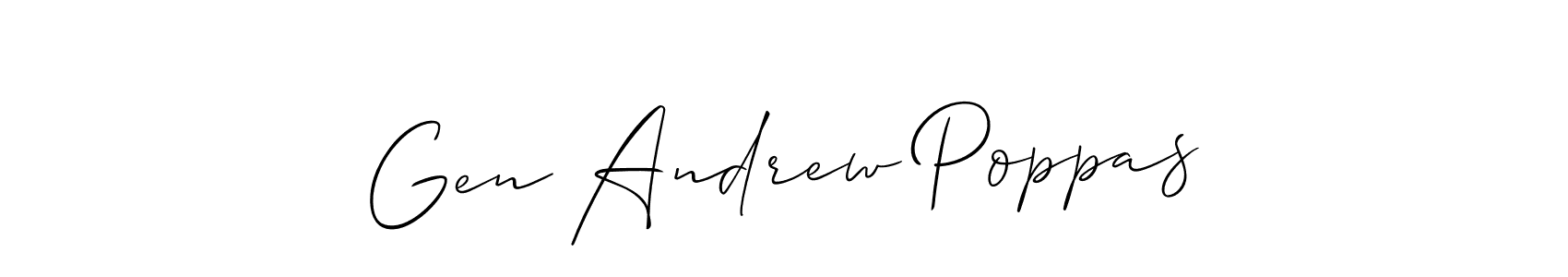 Create a beautiful signature design for name Gen Andrew Poppas. With this signature (Allison_Script) fonts, you can make a handwritten signature for free. Gen Andrew Poppas signature style 2 images and pictures png