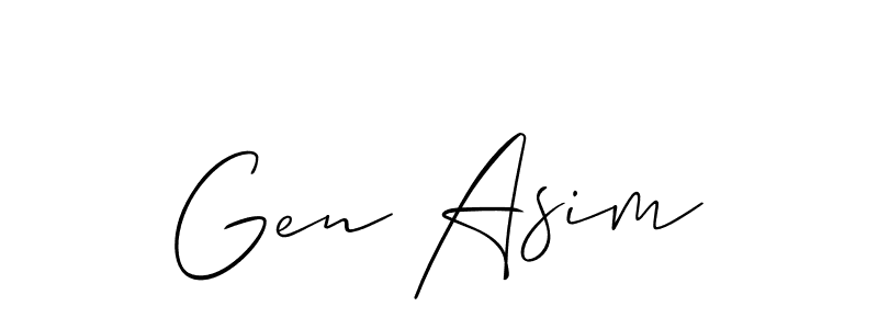 You should practise on your own different ways (Allison_Script) to write your name (Gen Asim) in signature. don't let someone else do it for you. Gen Asim signature style 2 images and pictures png