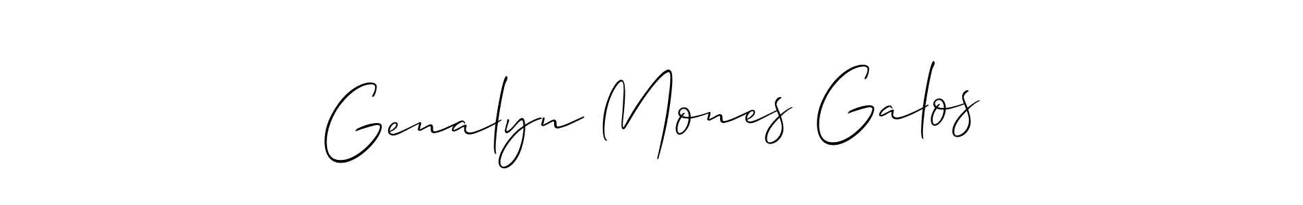 Make a beautiful signature design for name Genalyn Mones Galos. With this signature (Allison_Script) style, you can create a handwritten signature for free. Genalyn Mones Galos signature style 2 images and pictures png